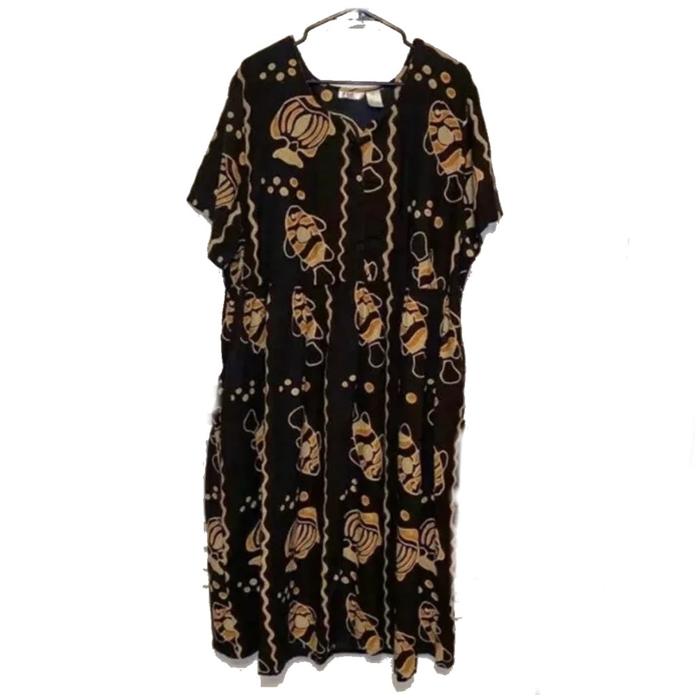 3X Boho gold fish dress with pockets!!!